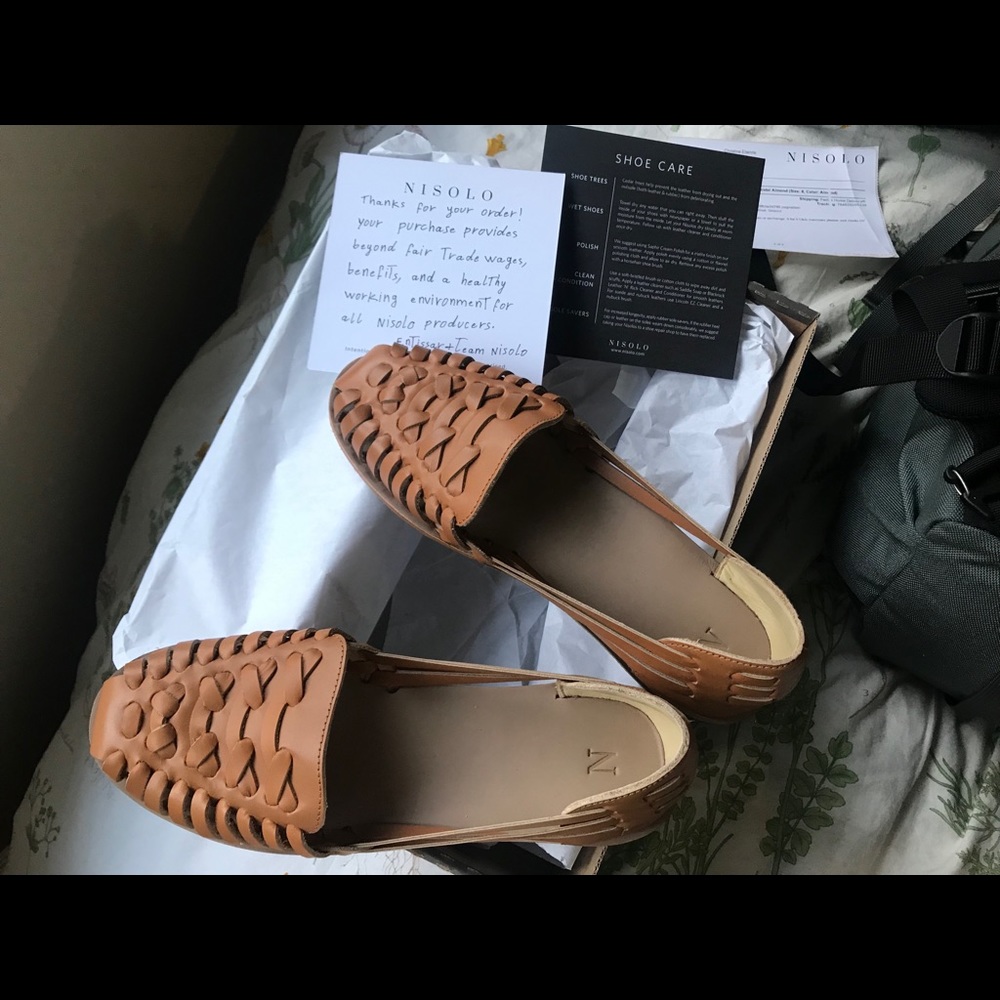 Nisolo Ecuador Huarache sandal almond size 8 New